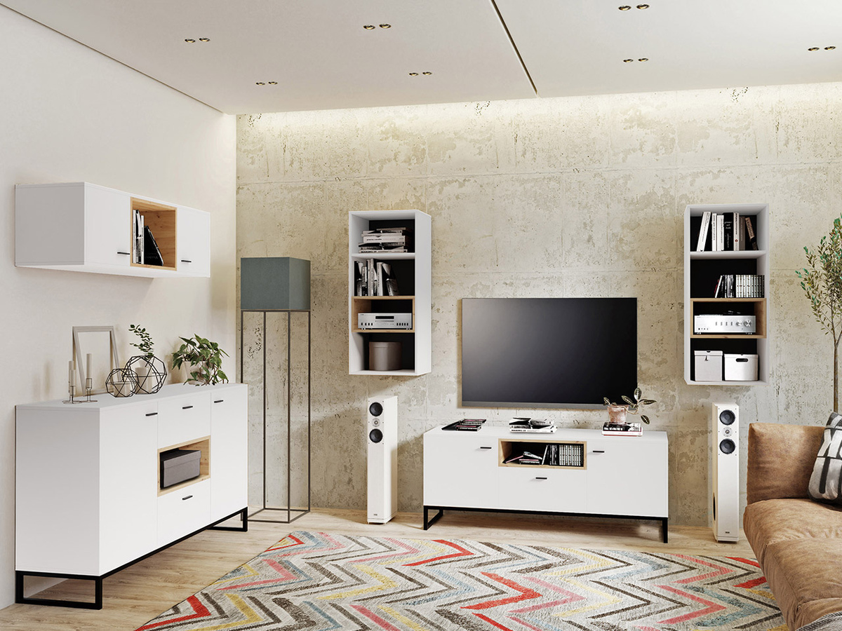 Stuemøblersæt Baltesi 114 (Hvid + Artisan eg)