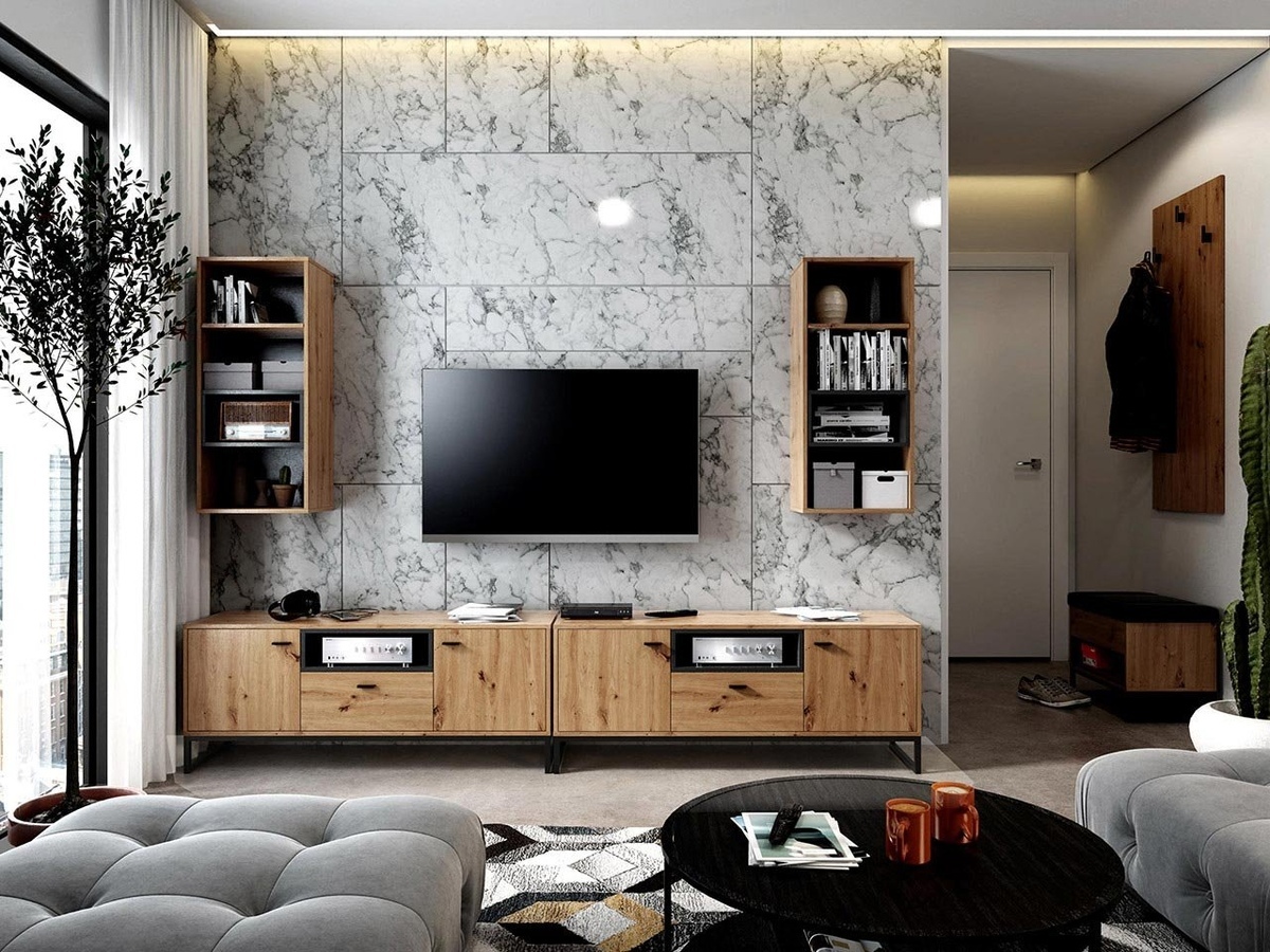 Stuemøblersæt Baltesi 115 (Artisan eg + Sort)