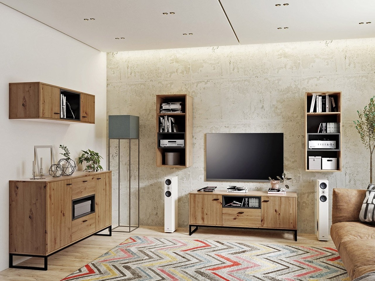 Stuemøblersæt Baltesi 114 (Artisan eg + Sort)