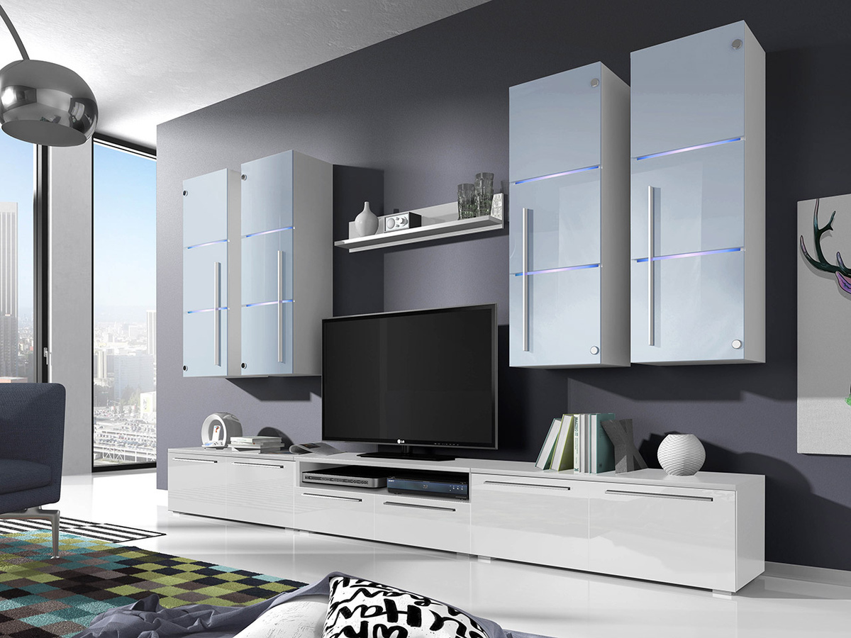 Stuemøbelsæt Flos (Hvid + Glansfuld hvid)