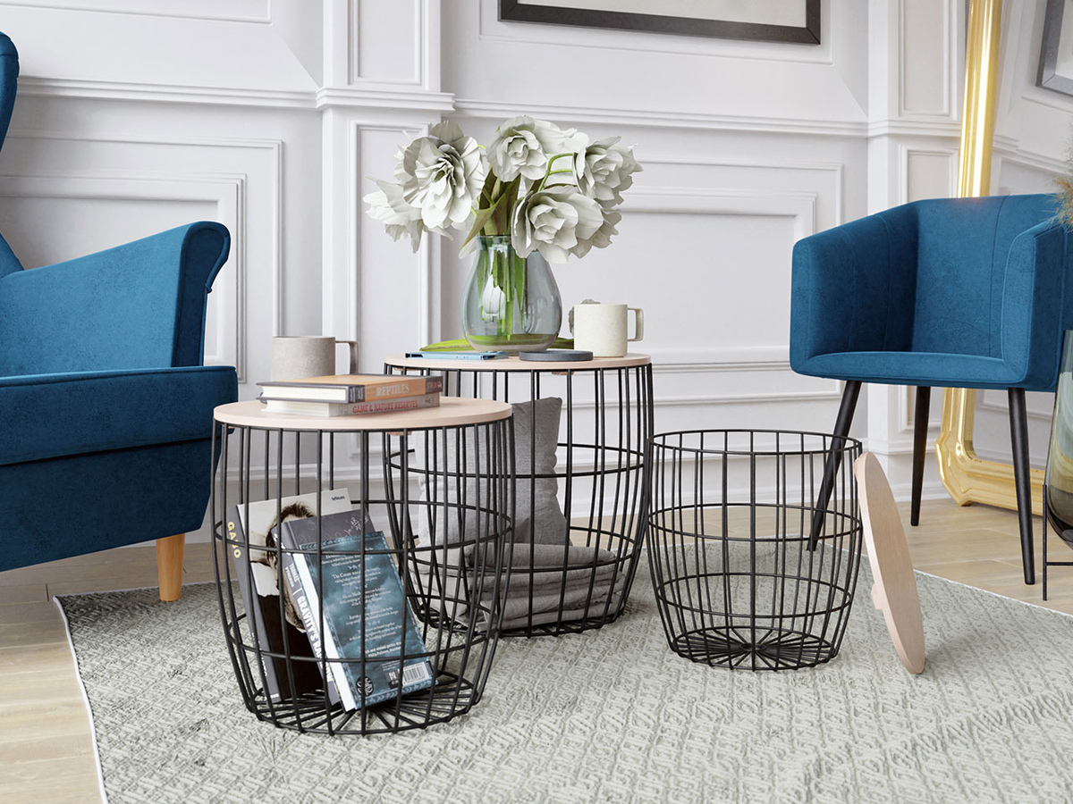 Sidebordesæt Richardson 102 (Sort + Lyst træ)