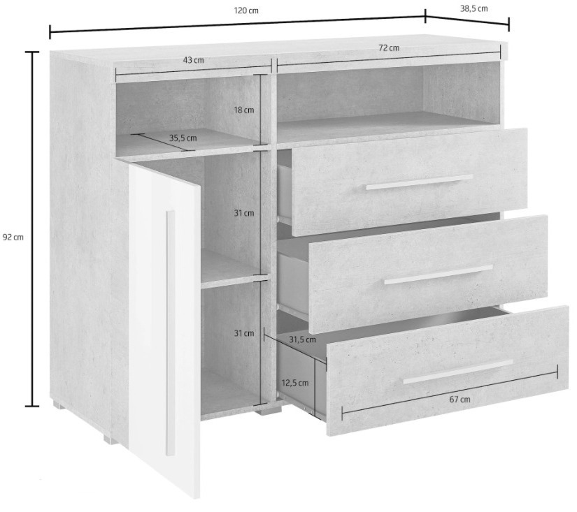 Kommode Sorciro 102 (Nød + Mørk eg)