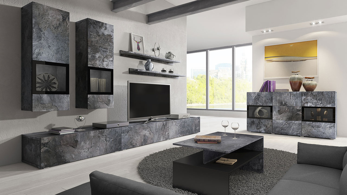 Stuemøbelsæt Serodeu 100 (Mørk beton)