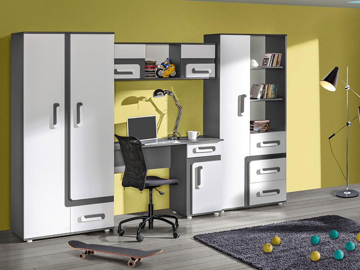 Børneværelsessæt Aviseve 108 (Antracit + Hvid)