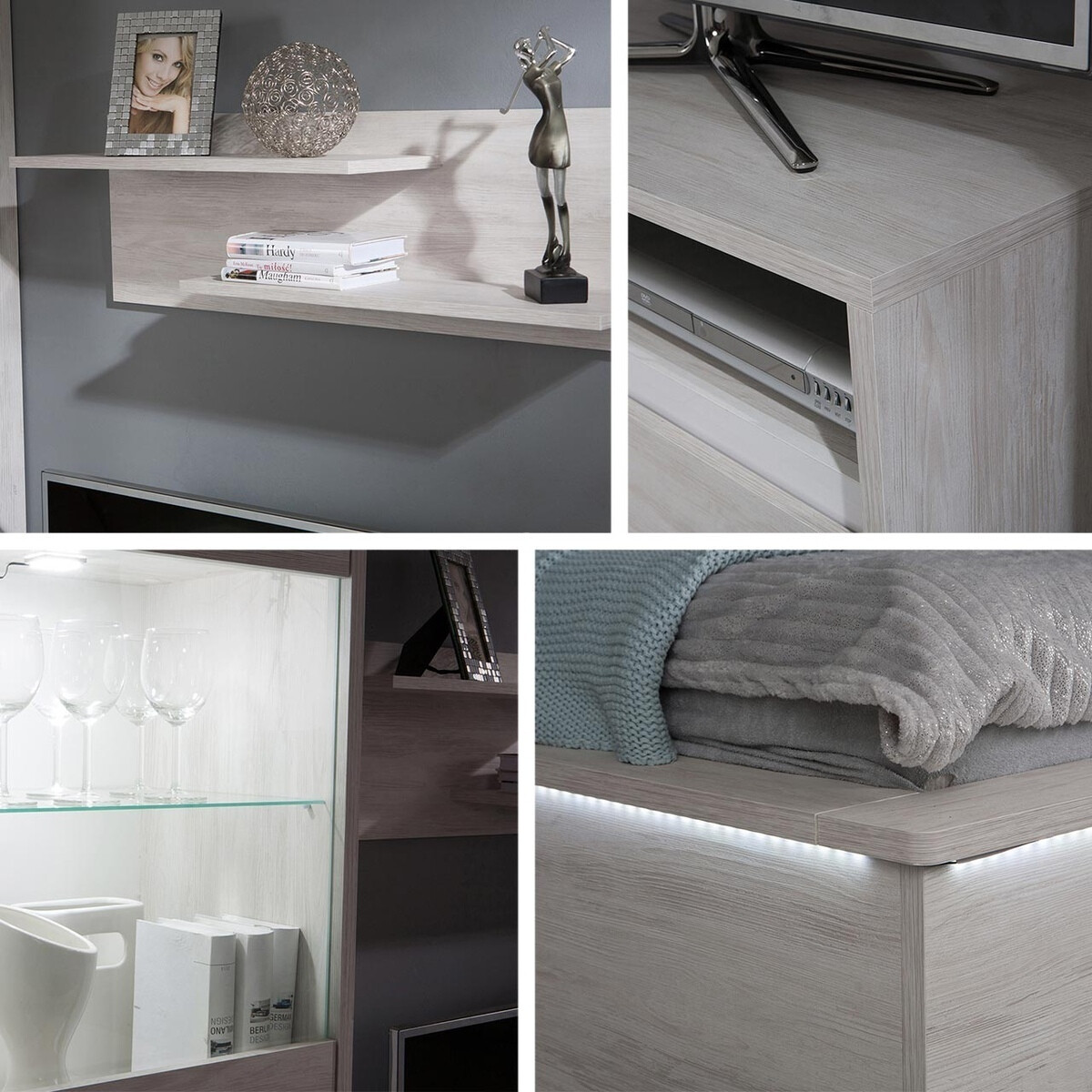 Stuemøbelsæt Fivelbo 114 (Kloster eg + Blank sort)