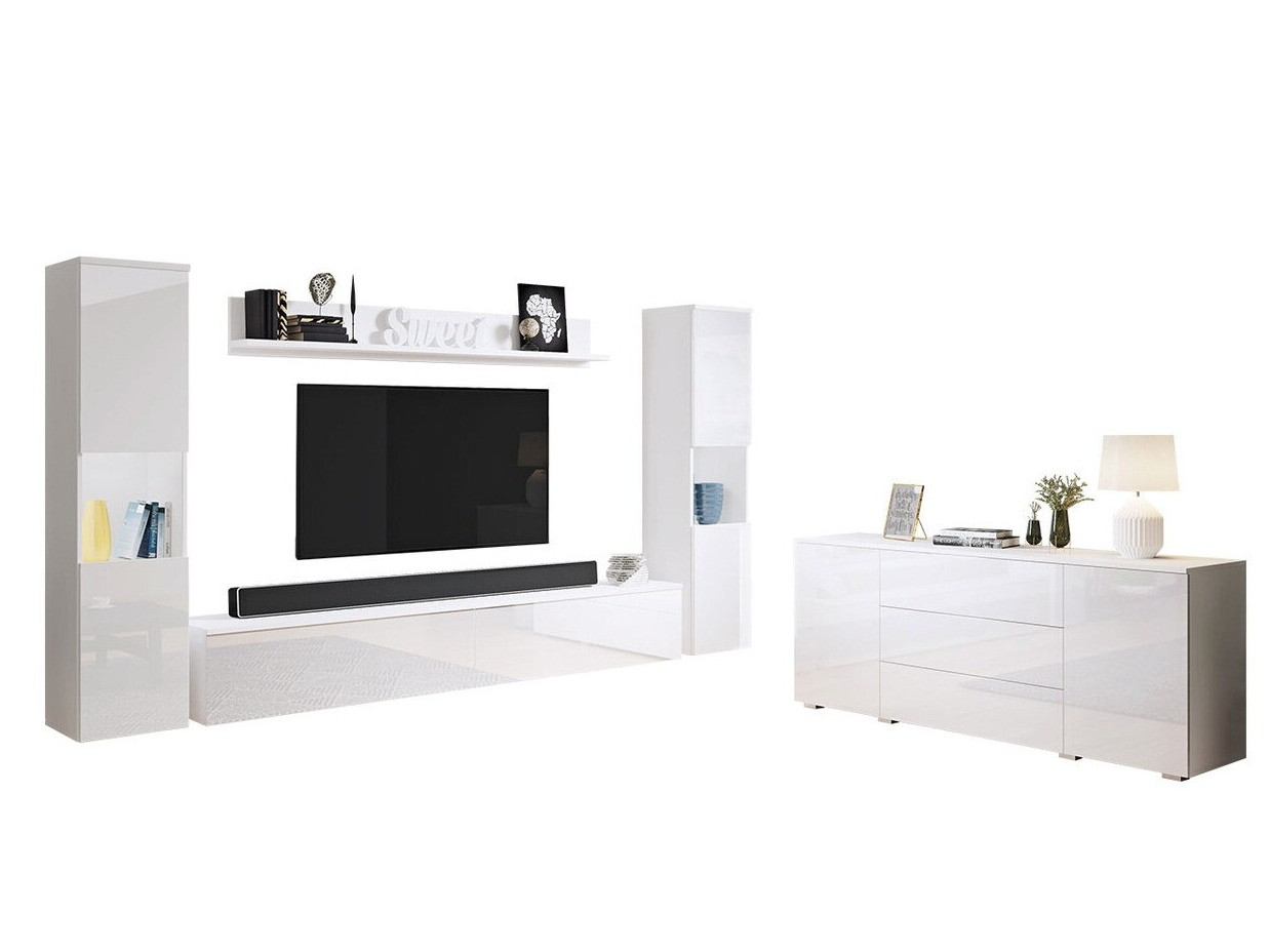 Stuemøbelsæt Sarasota 133 (Hvid + Glansfuld hvid)