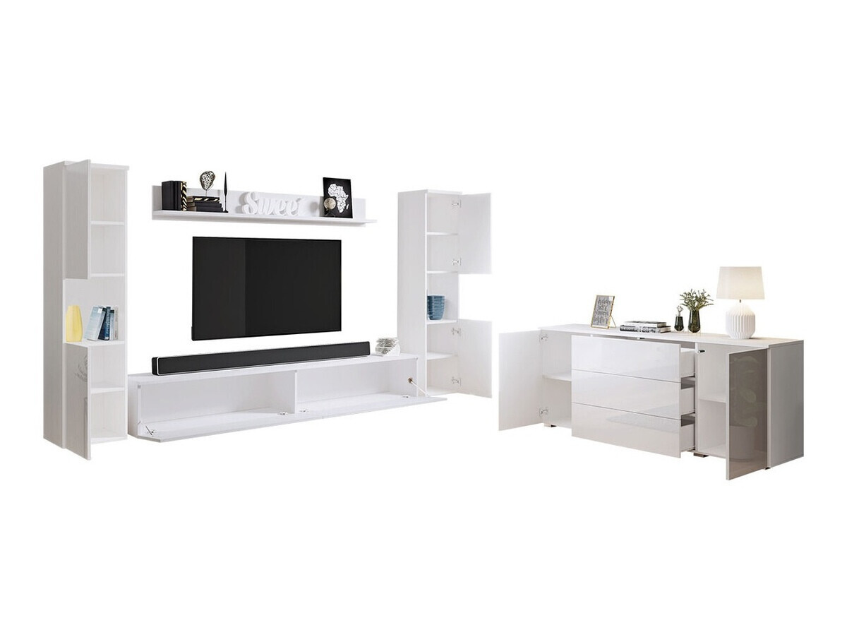 Stuemøbelsæt Sarasota 133 (Wotan eg + Glansfuld hvid)