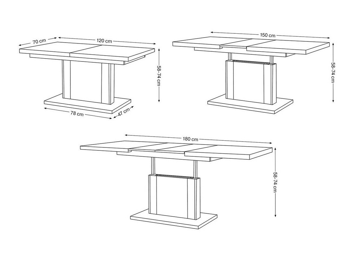 Transformer sofabord Glendale 103 (Beton + Sort)