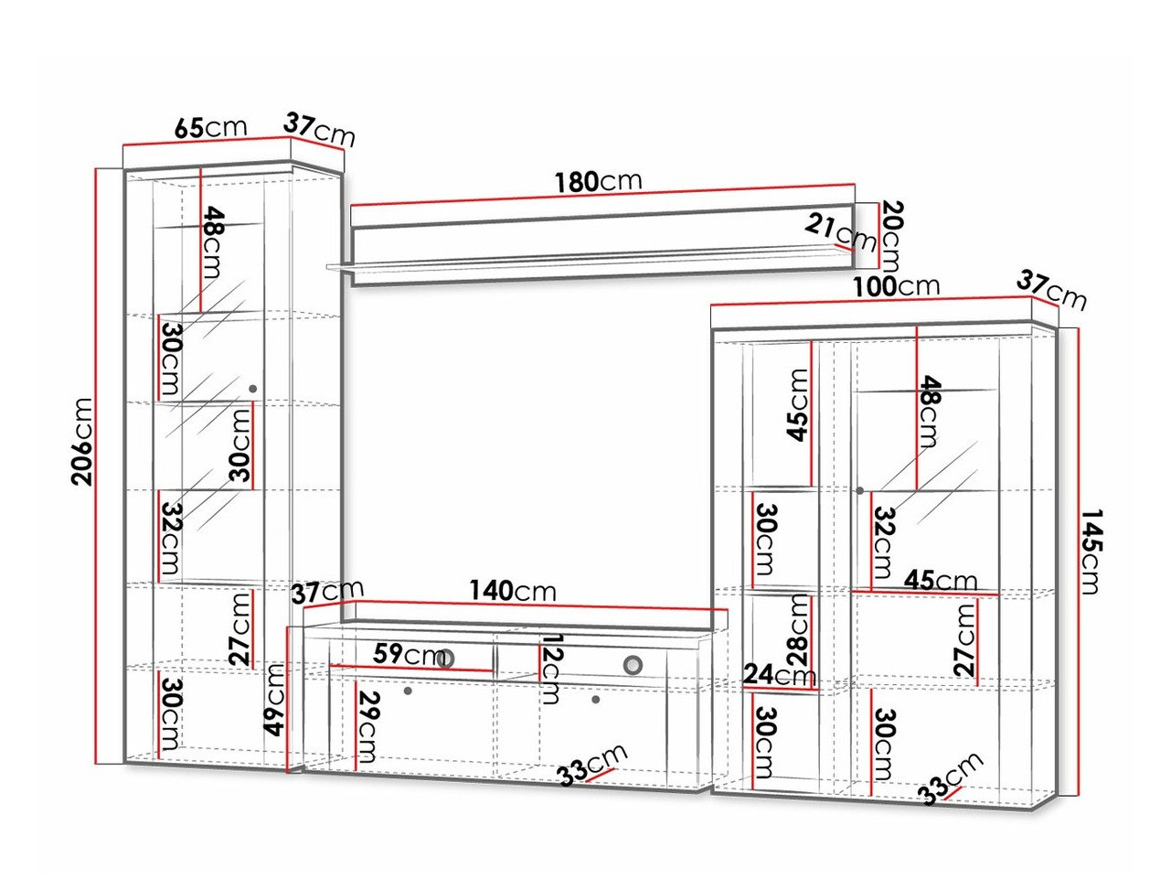 Stuemøbelsæt Salelbo 100 (Nød)
