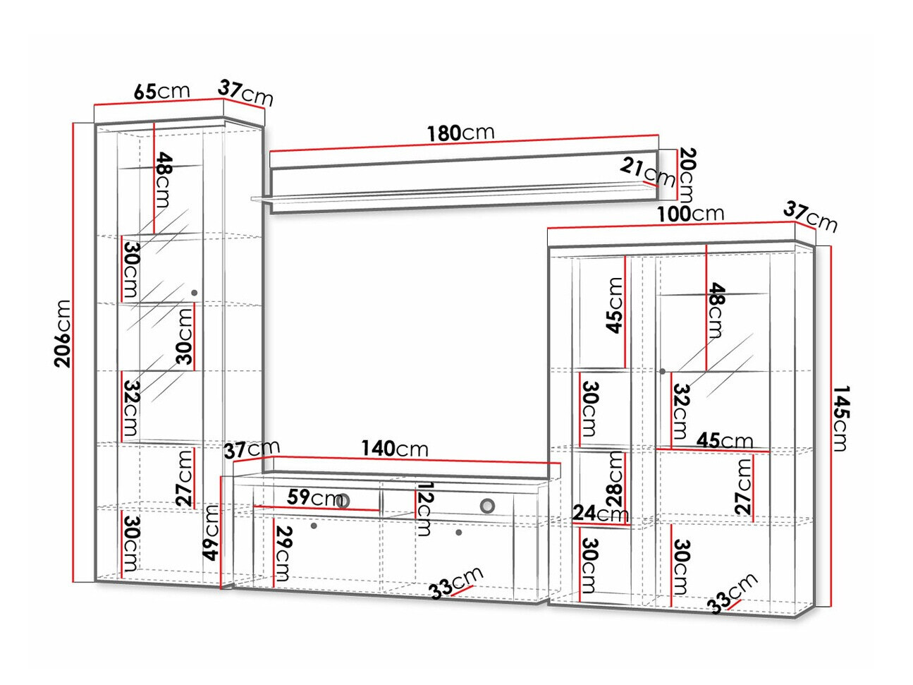 Stuemøbelsæt Salelbo 100 (Rivera egetræ)