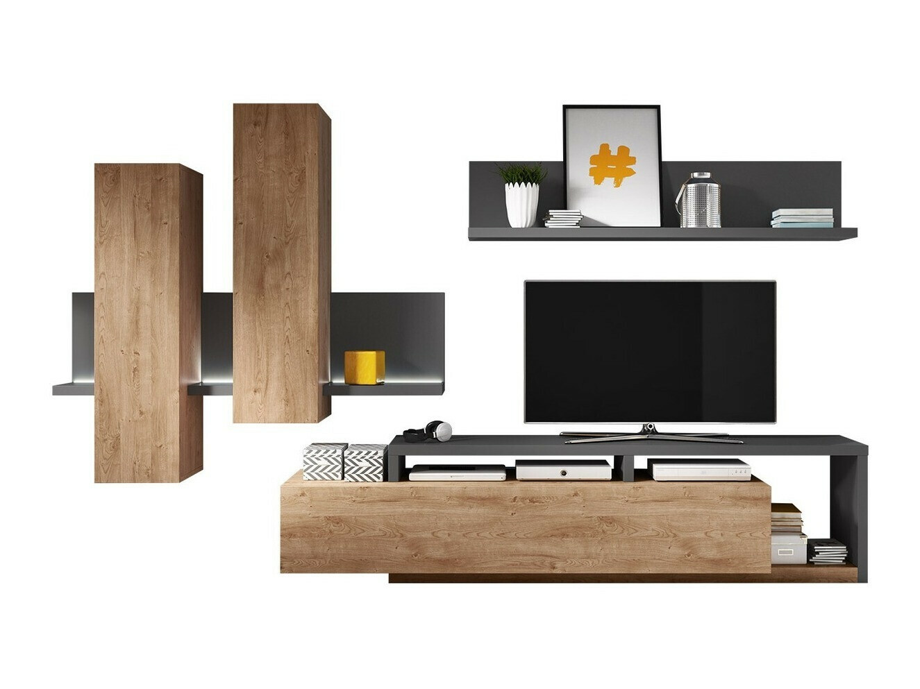 Stuemøblersæt Lutiva 100 (Antracit + Ribbec egetræ)