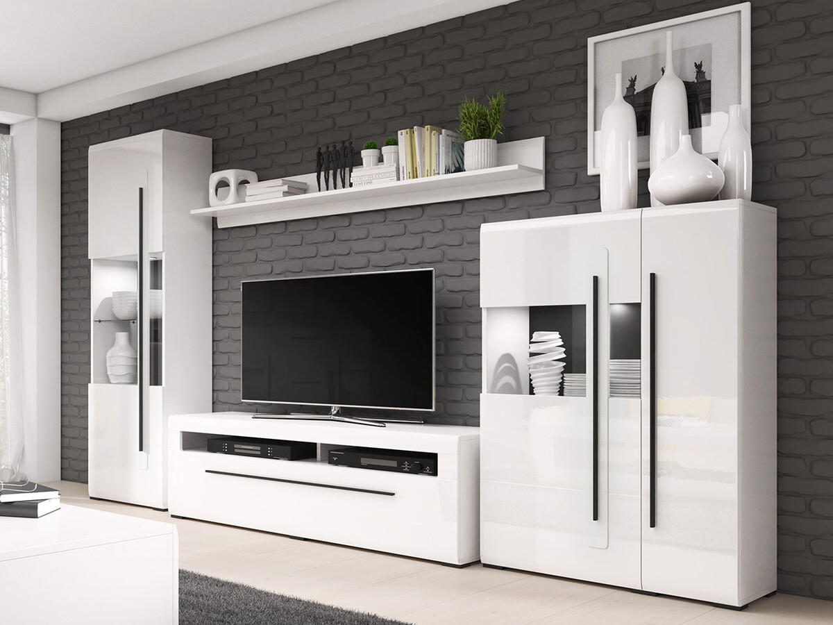 Stuemøbelsæt Ophsalu 111 (Hvid + Glansfuld hvid)