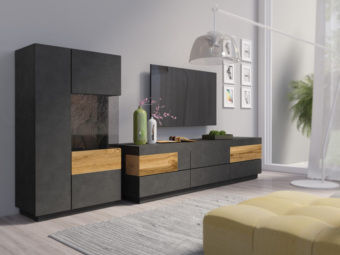 Stuemøbelsæt Livlore 109 (Matera grå + Wotan eg)