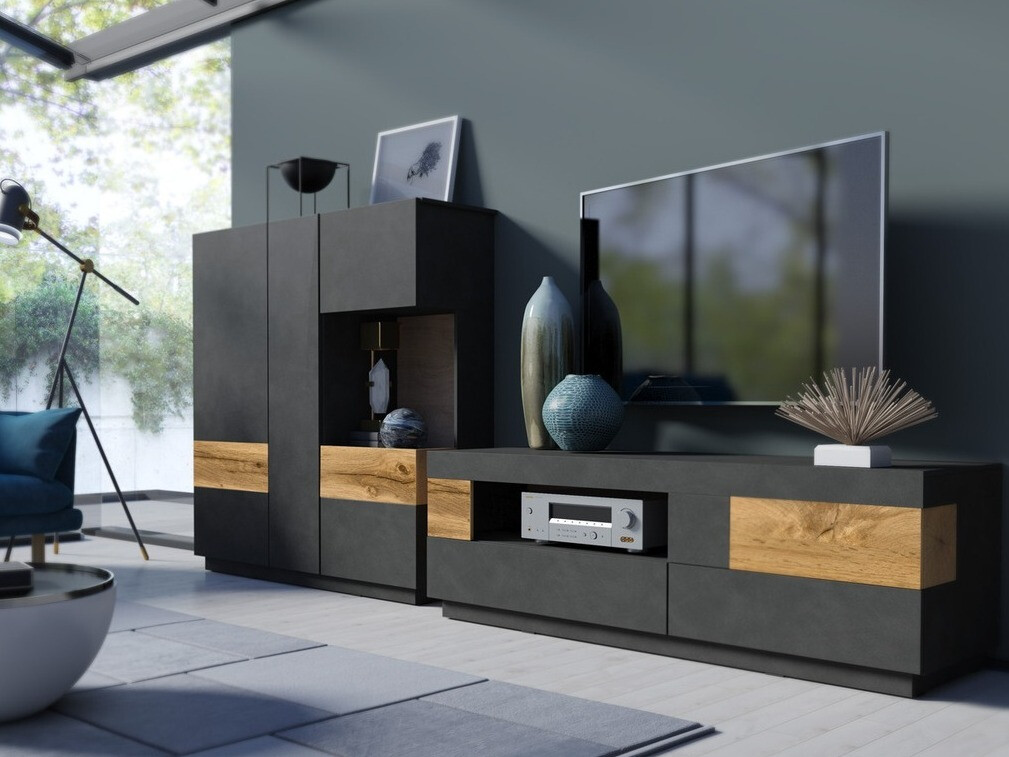 Stuemøbelsæt Livlore 110 (Matera grå + Wotan eg)