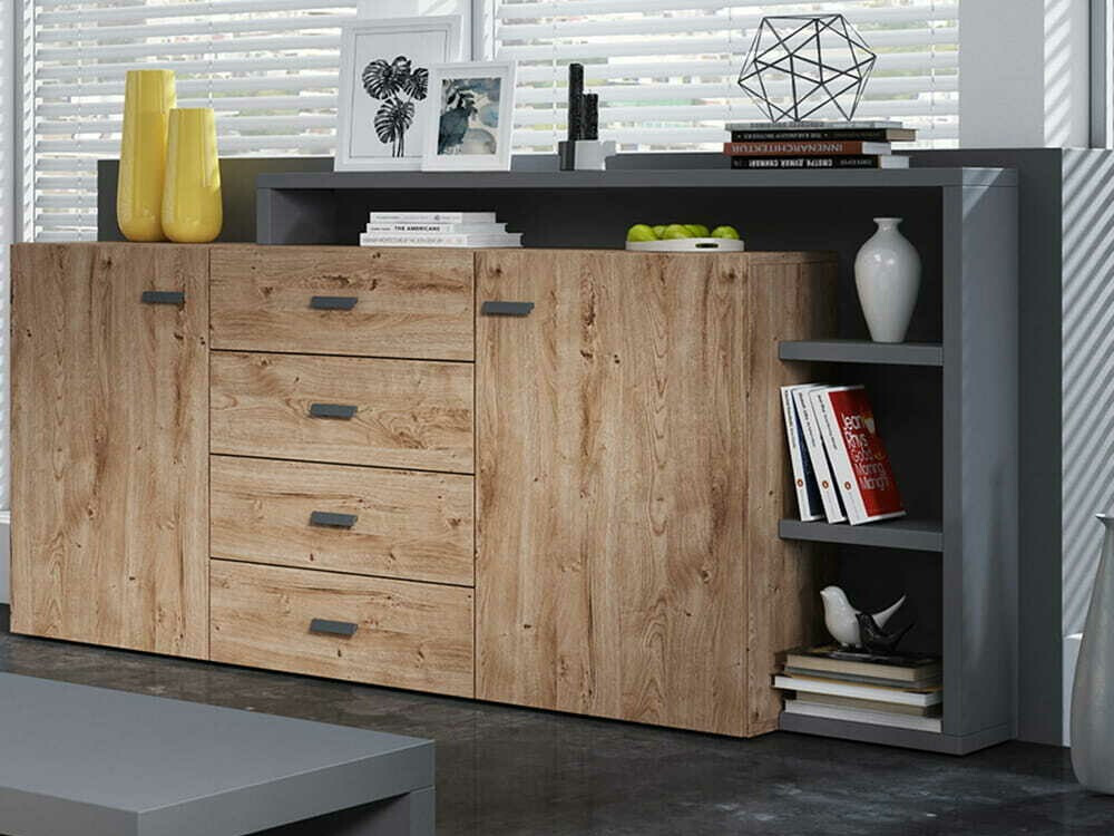 Kommode Lutiva 106 (Antracit + Ribbeck egetræ)