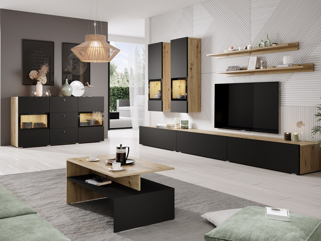 Stuemøbelsæt Serodeu 104 (Artisan eg + Mat sort)