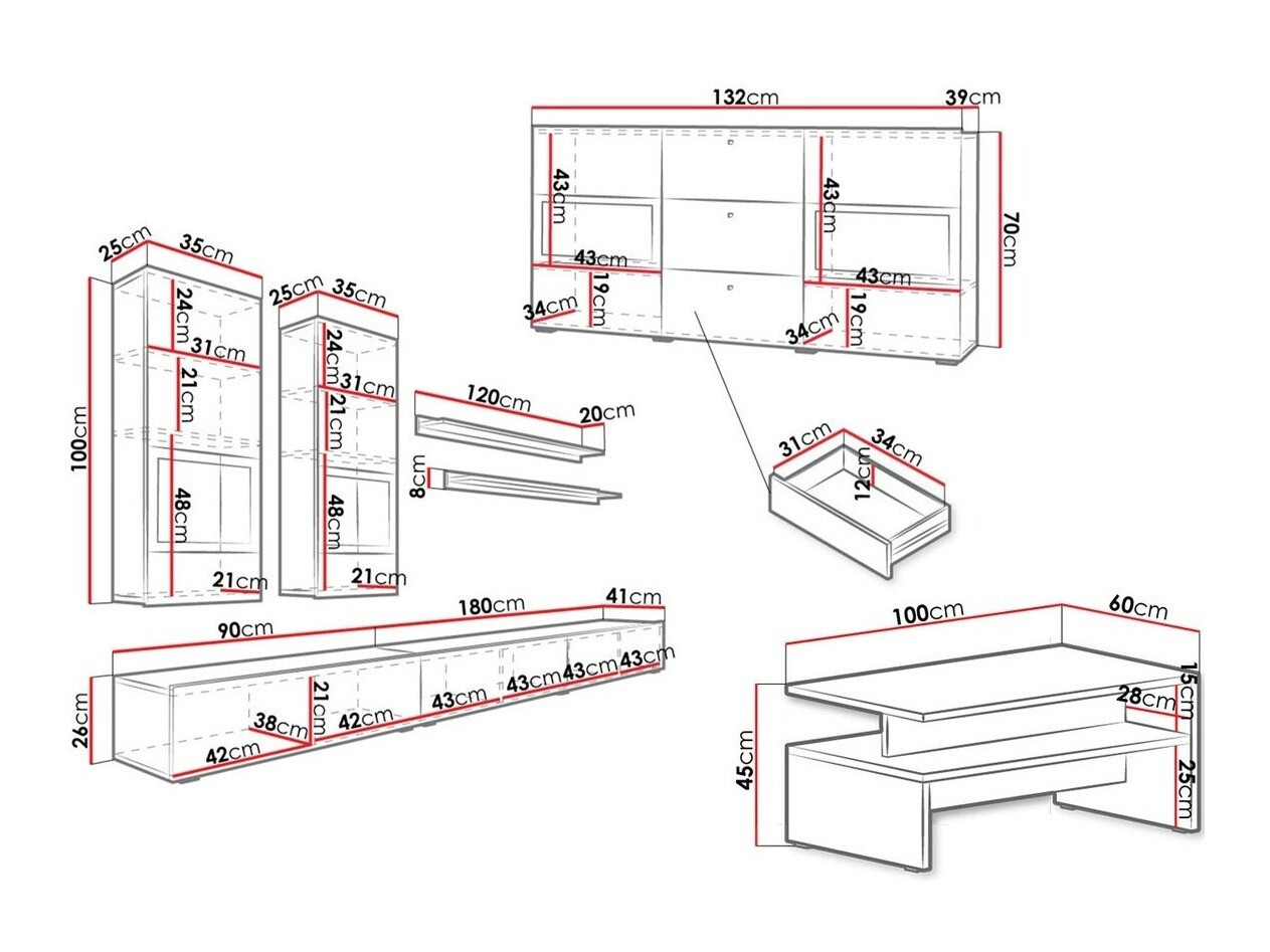 Stuemøbelsæt Serodeu 104 (Mørk beton)