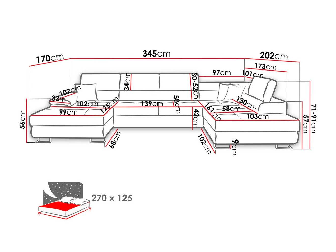 Hjørnesofa Comfivo Ruta IV (Soft 017 + Lux 06 + Soft 017)