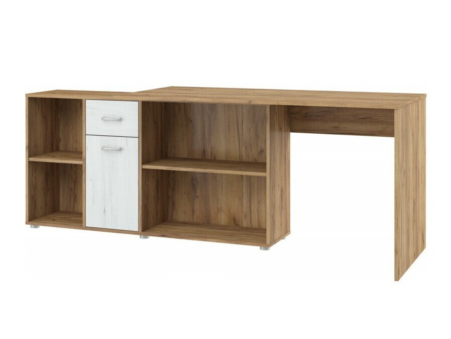 Hjørneskrivebord Gilroy 113 (Craft egetræ + Craft hvid)