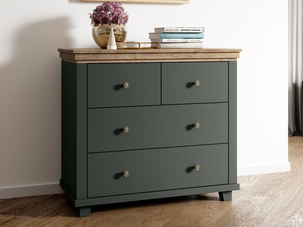 Kommode Tolnue 118 (Mørkegrøn + Lefkas eg)