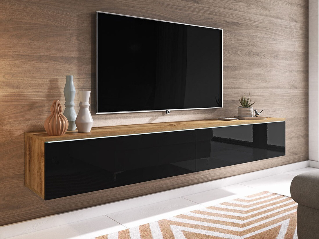 TV-bord Scientia I (Wotan eg + Blank sort)