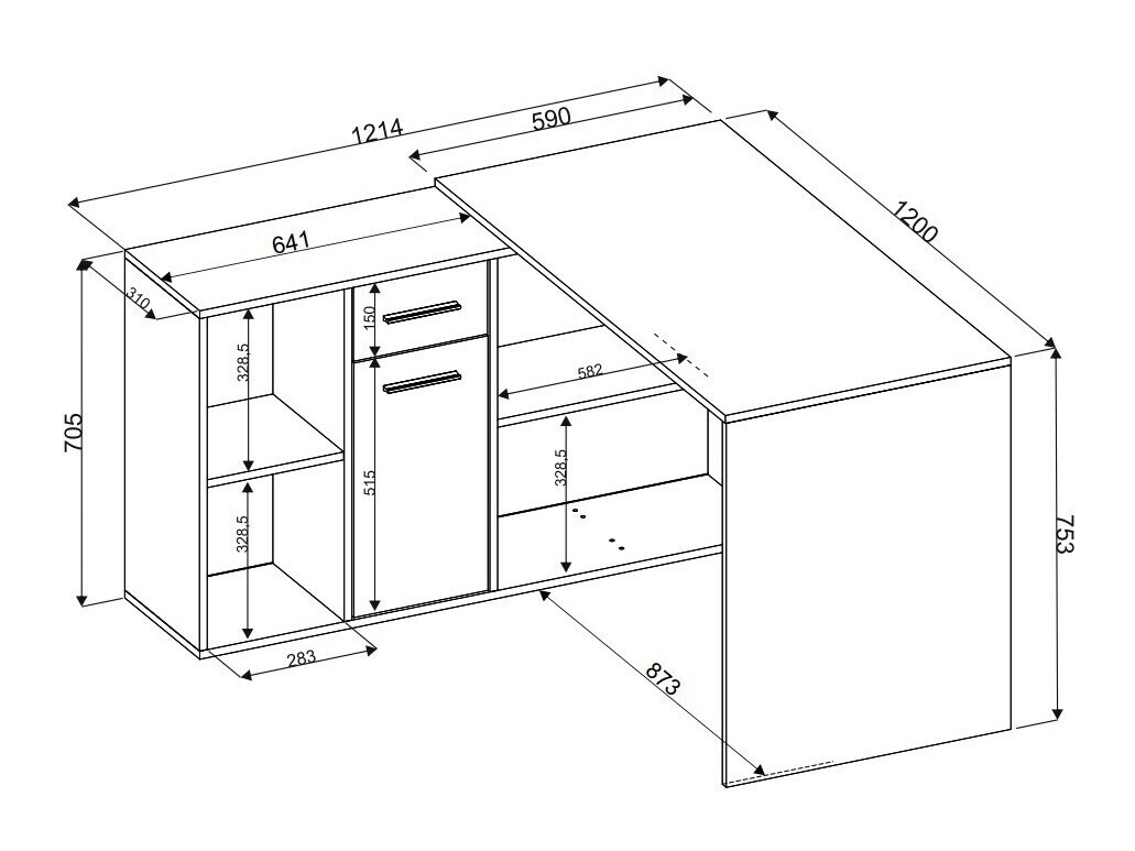 Hjørneskrivebord Bristol 122 (Beton + Hvid)