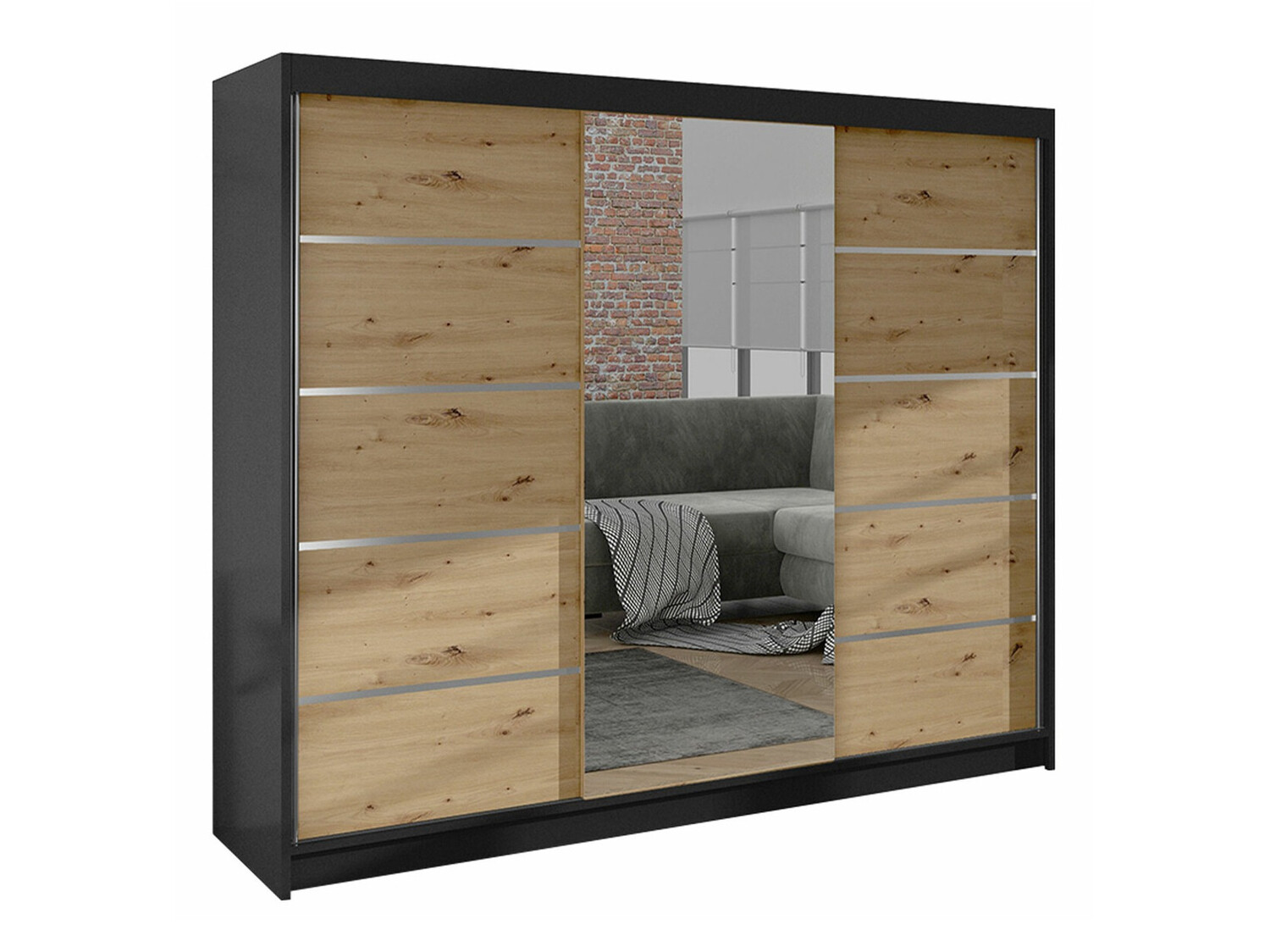 Garderobeskab Closico Durion IV (Sort + Artisan eg)