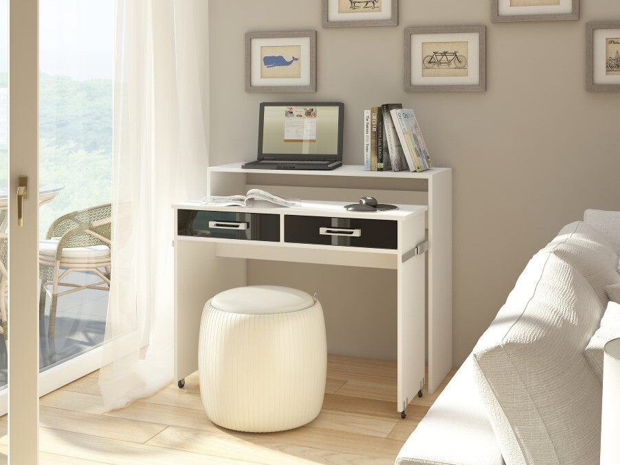 Skrivebord Gilroy 103 (Hvid + Blank sort)