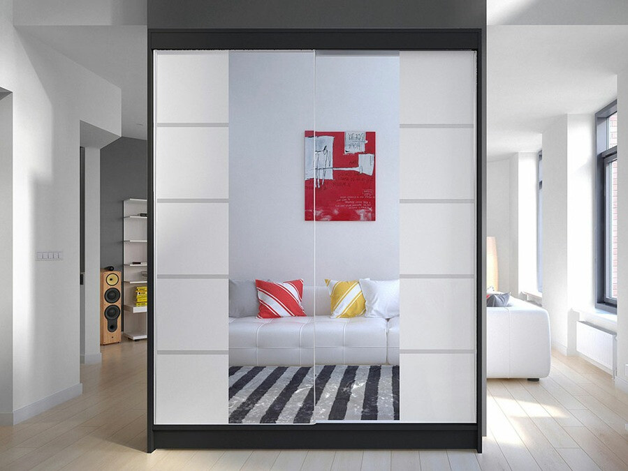 Garderobeskab Closico 146 (Sort + Hvid)