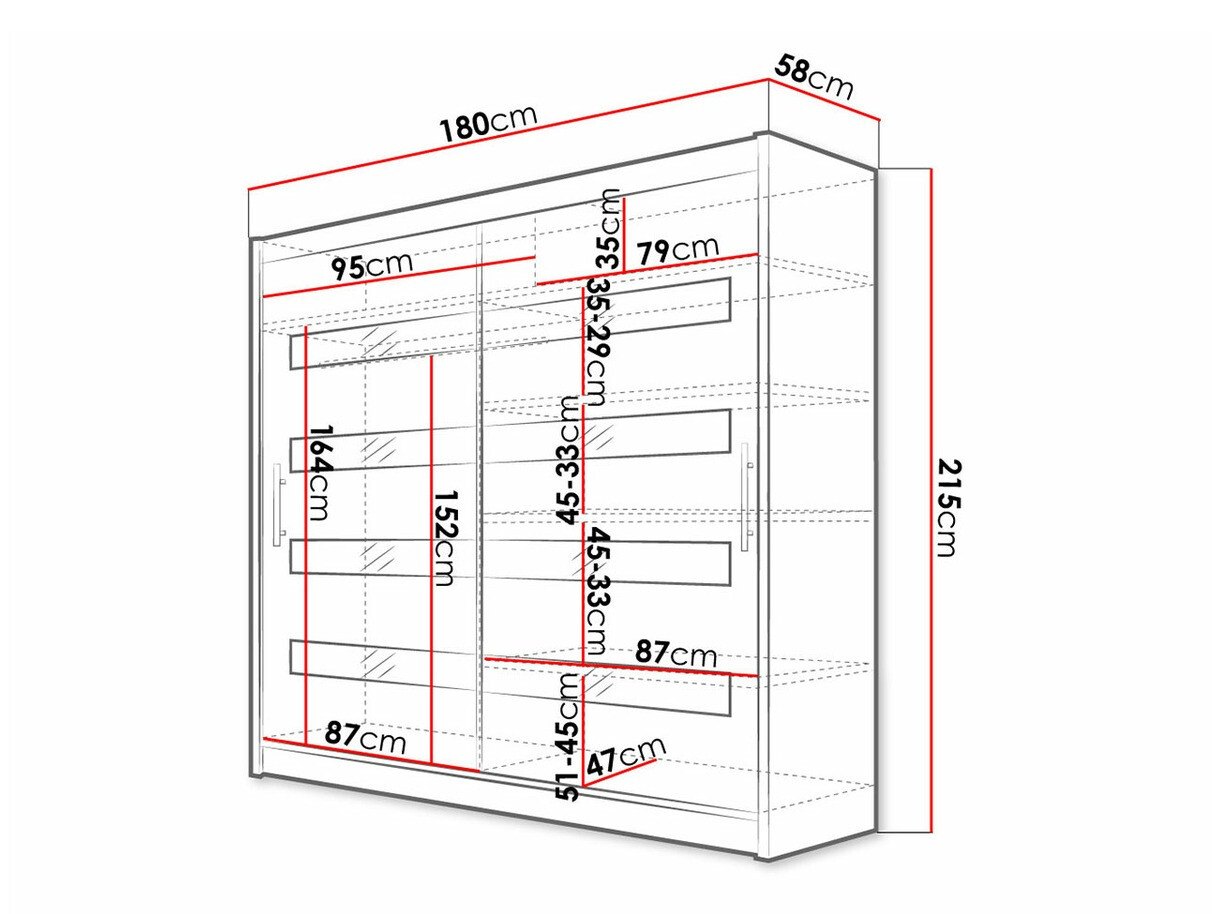 Garderobeskab Closico Pallor XI (Hvid + Blank sort)