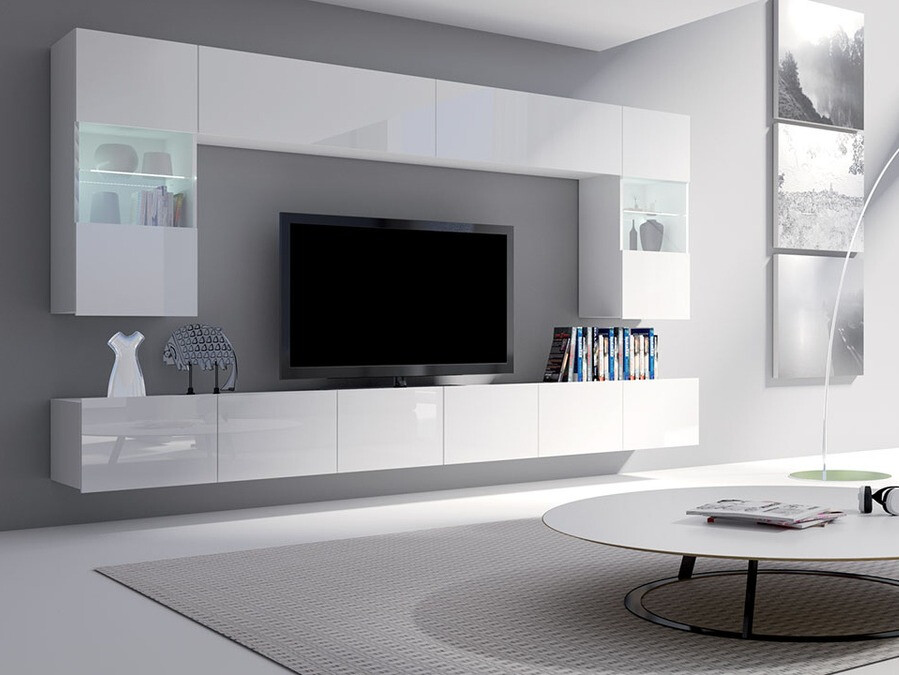 Stuemøbelsæt Tivdalu 105 (Hvid + Glansfuld hvid)