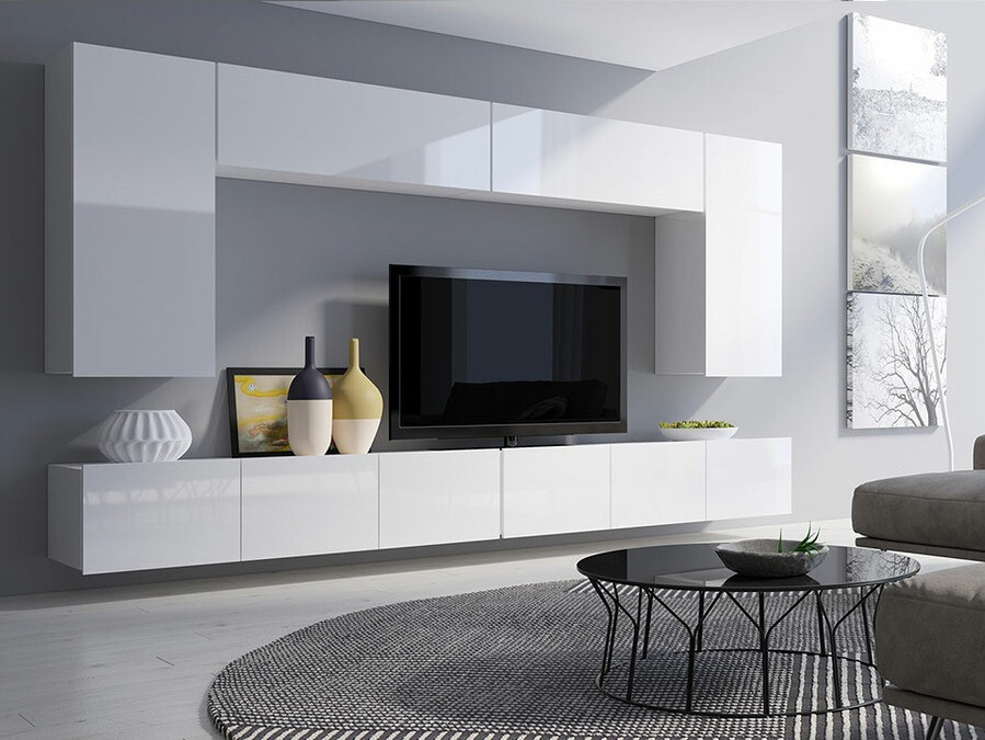 Stuemøbelsæt Tivdalu 135 (Hvid + Glansfuld hvid)