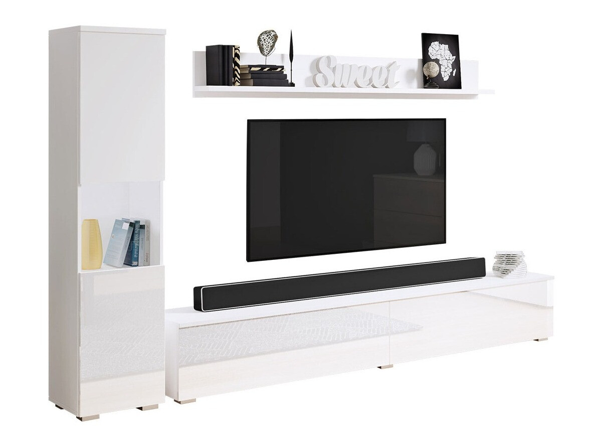 Stuemøbelsæt Sarasota 130 (Hvid + Glansfuld hvid)