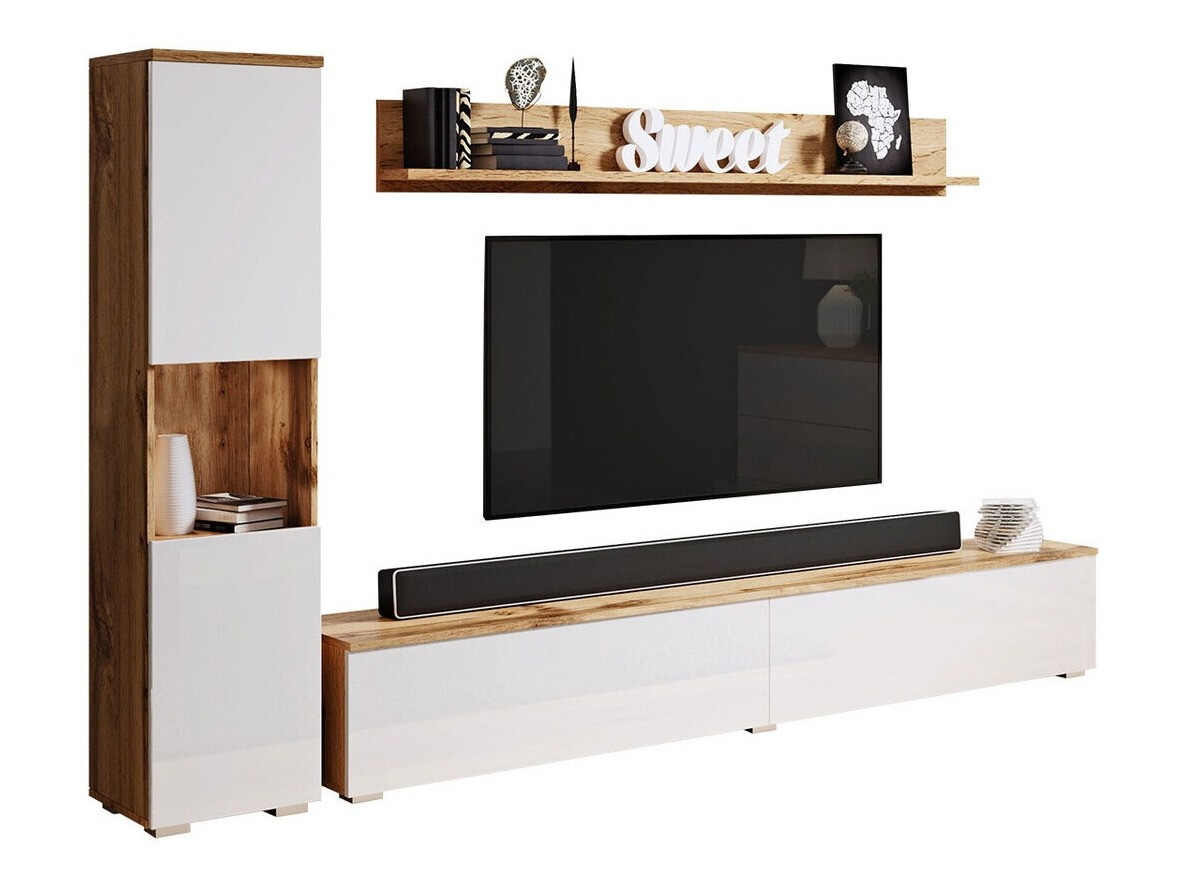 Stuemøblersæt Sarasota 130 (Wotan eg + Glansfuld hvid)