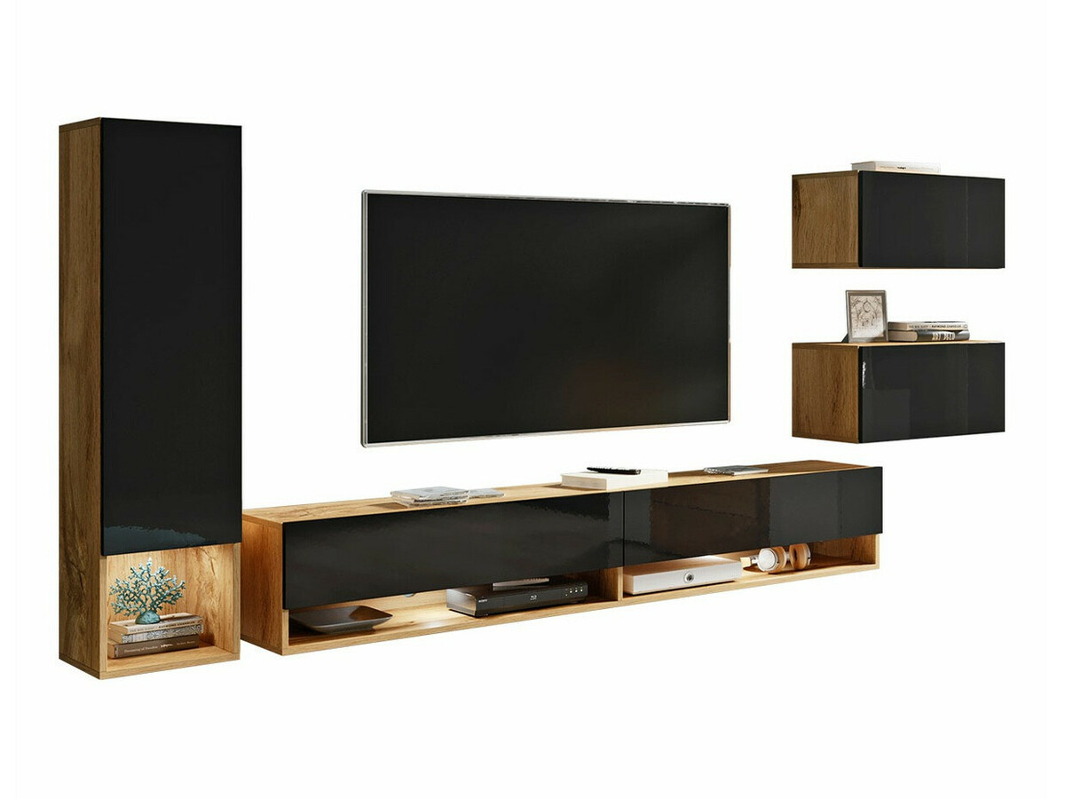 Stuemøblersæt Sarasota 124 (Wotan eg + Blank sort)
