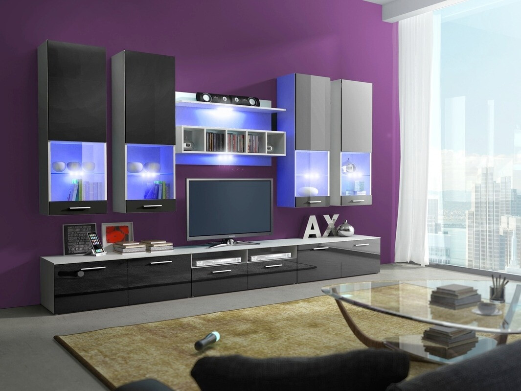 Stuemøbelsæt Caelum (Hvid + Blank sort)