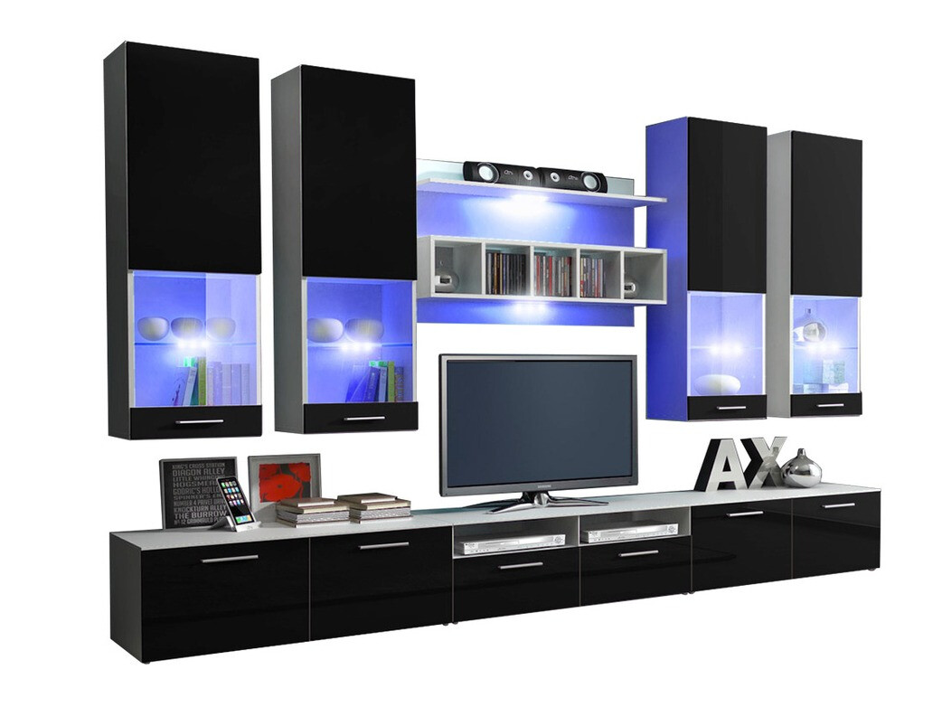 Stuemøbelsæt Caelum (Hvid + Blank sort)