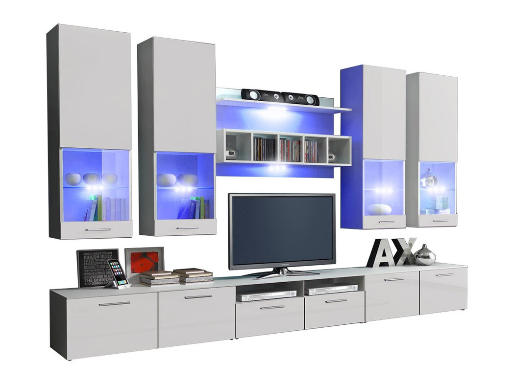 Stuemøblersæt Nashville 107 (Hvid + Glansfuld hvid)