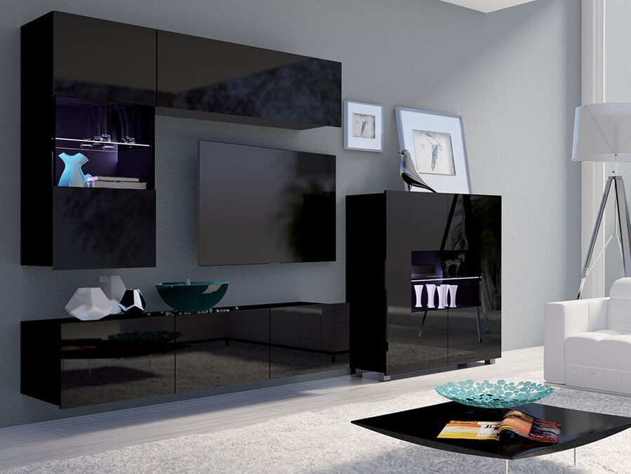 Stuemøbelsæt Tivdalu 107 (Sort + Blank sort)