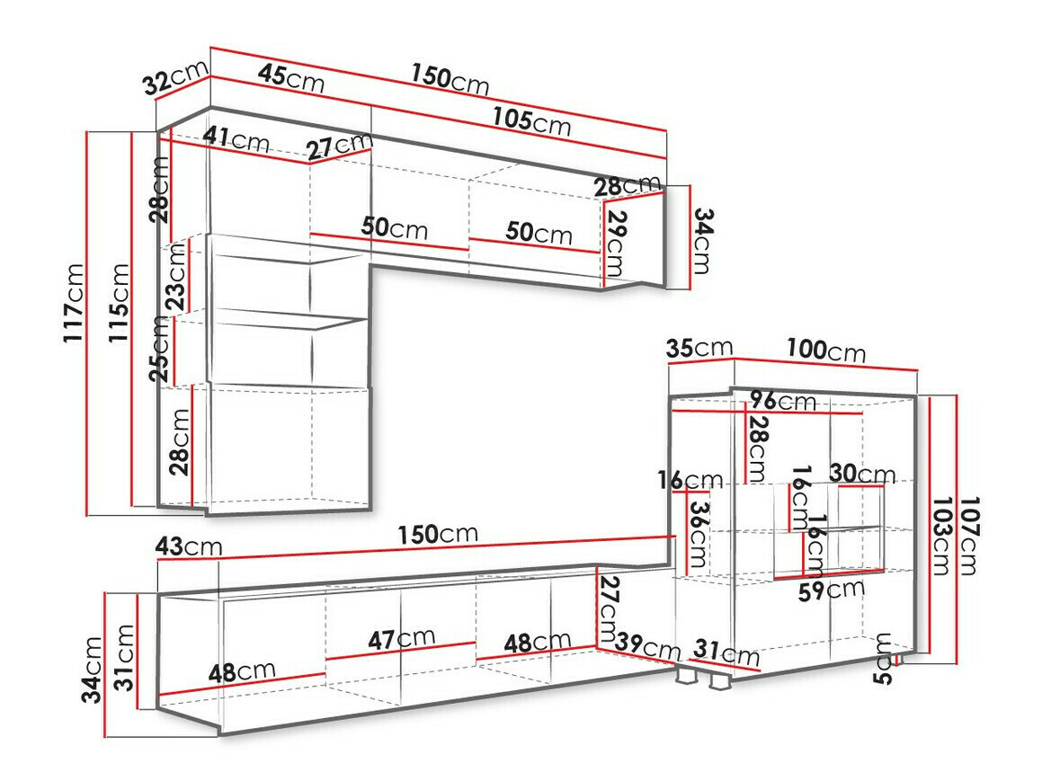 Stuemøbelsæt Tivdalu 107 (Sort + Blank sort)