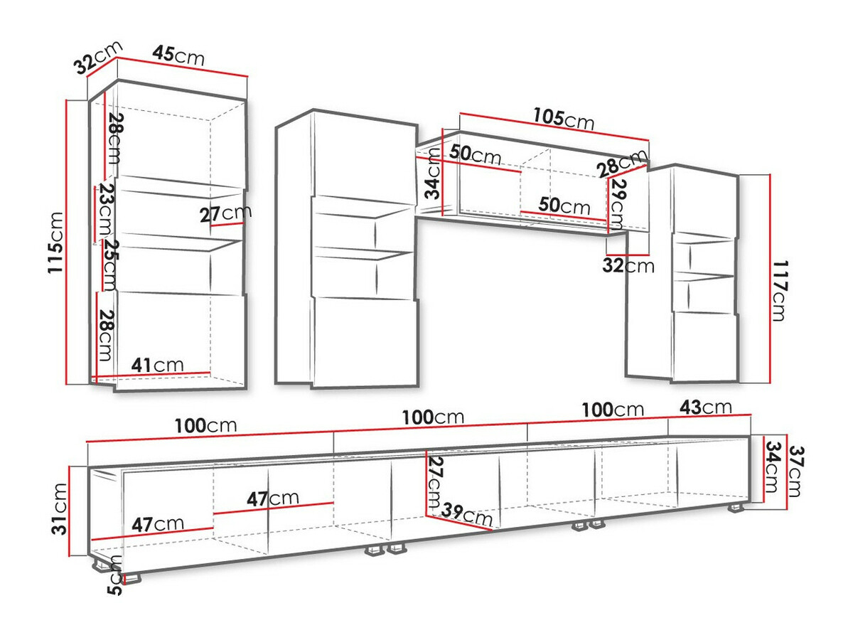 Stuemøbelsæt Tivdalu 121 (Hvid + Glansfuld hvid)
