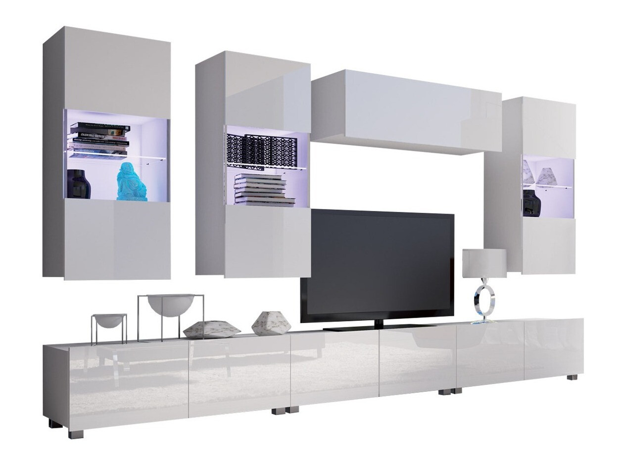 Stuemøblersæt Tivdalu 121 (Hvid + Glansfuld hvid)