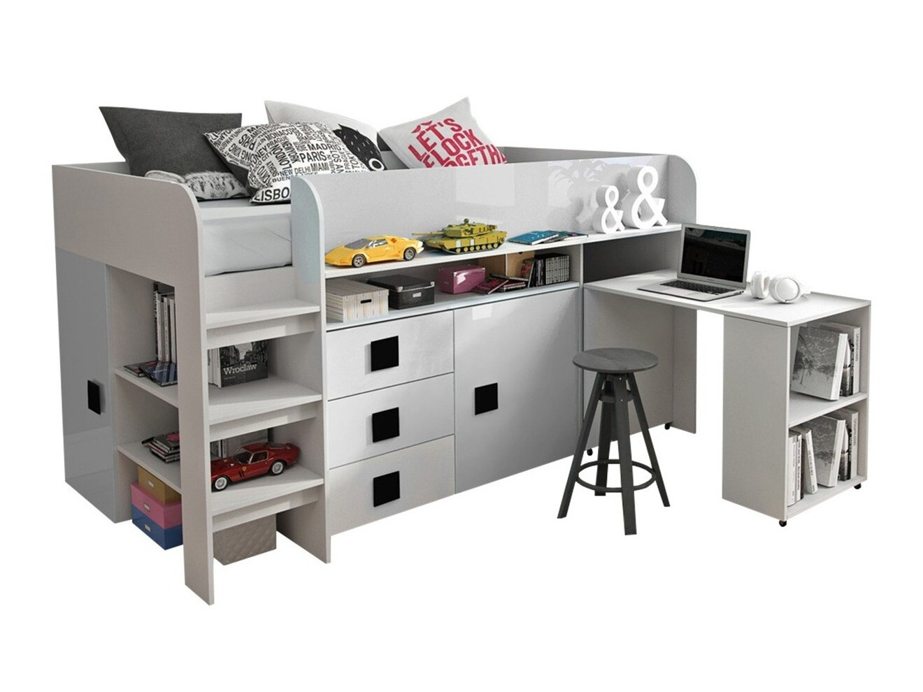 Seng Hartford 190 (Hvid + Glansfuld hvid + Blank sort)