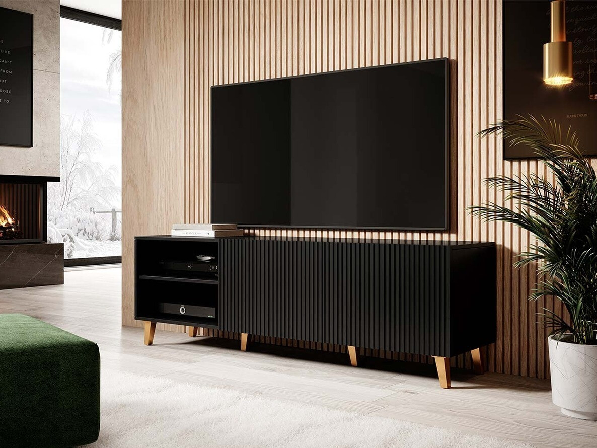 TV-bord Dicto (Sort + Gylden)