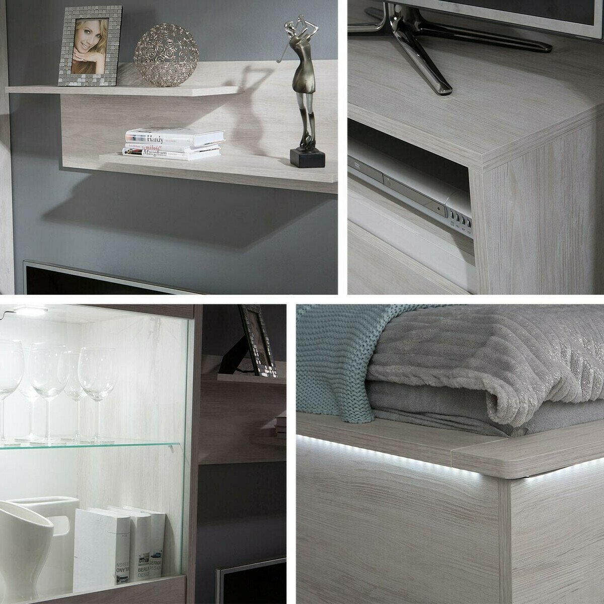 Stuemøbelsæt Fivelbo 115 (Kloster eg + Blank sort)