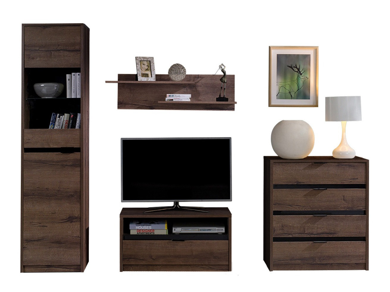 Stuemøbelsæt Fivelbo 115 (Kloster eg + Blank sort)