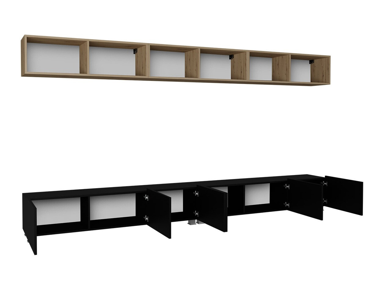Stuemøbelsæt Tivdalu 153 (Hvid + Glansfuld hvid + Gylden eg)