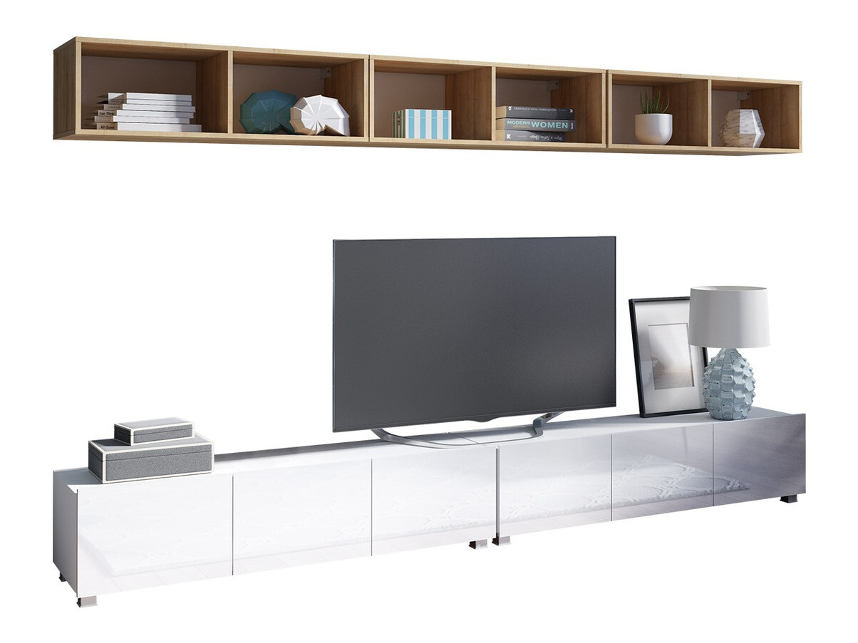 Stuemøblersæt Tivdalu 153 (Hvid + Glansfuld hvid + Gylden eg)