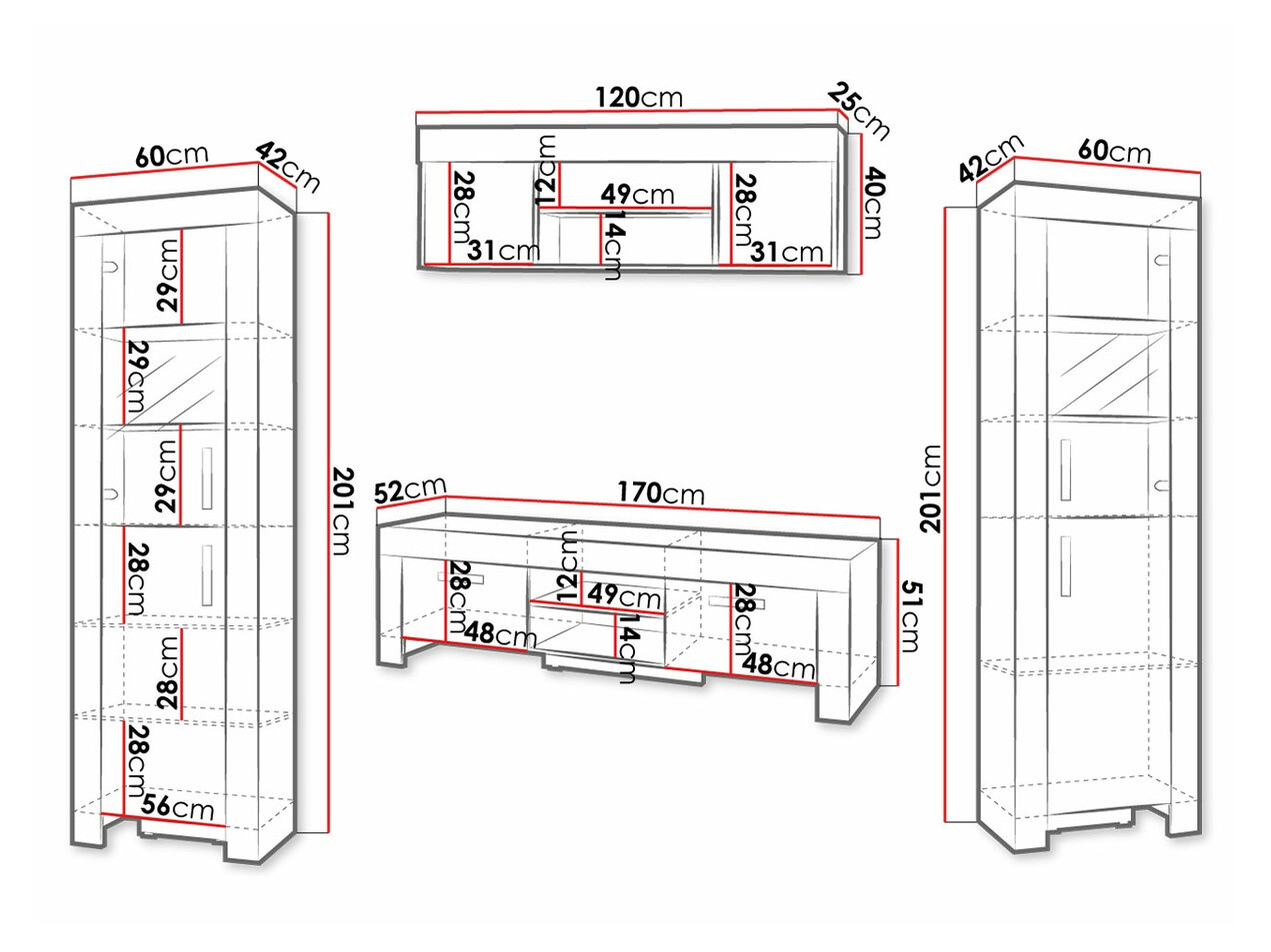 Stuemøbelsæt Melfeli 124 (Sonoma eg)