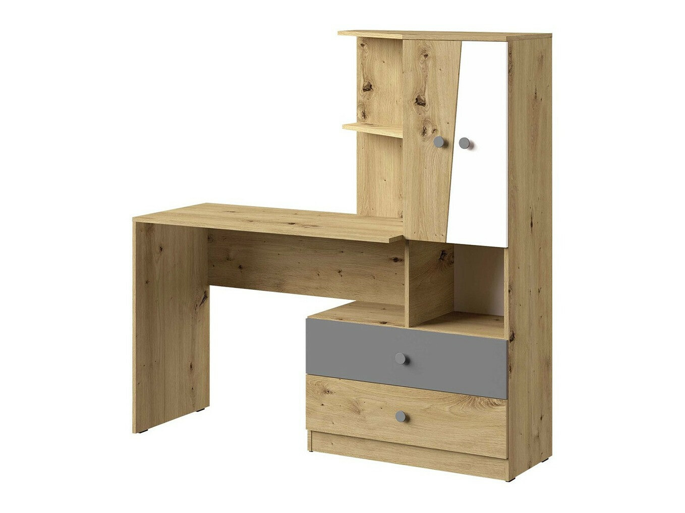 Skrivebord Almira 110 (Artisan eg + Hvid + Grå)